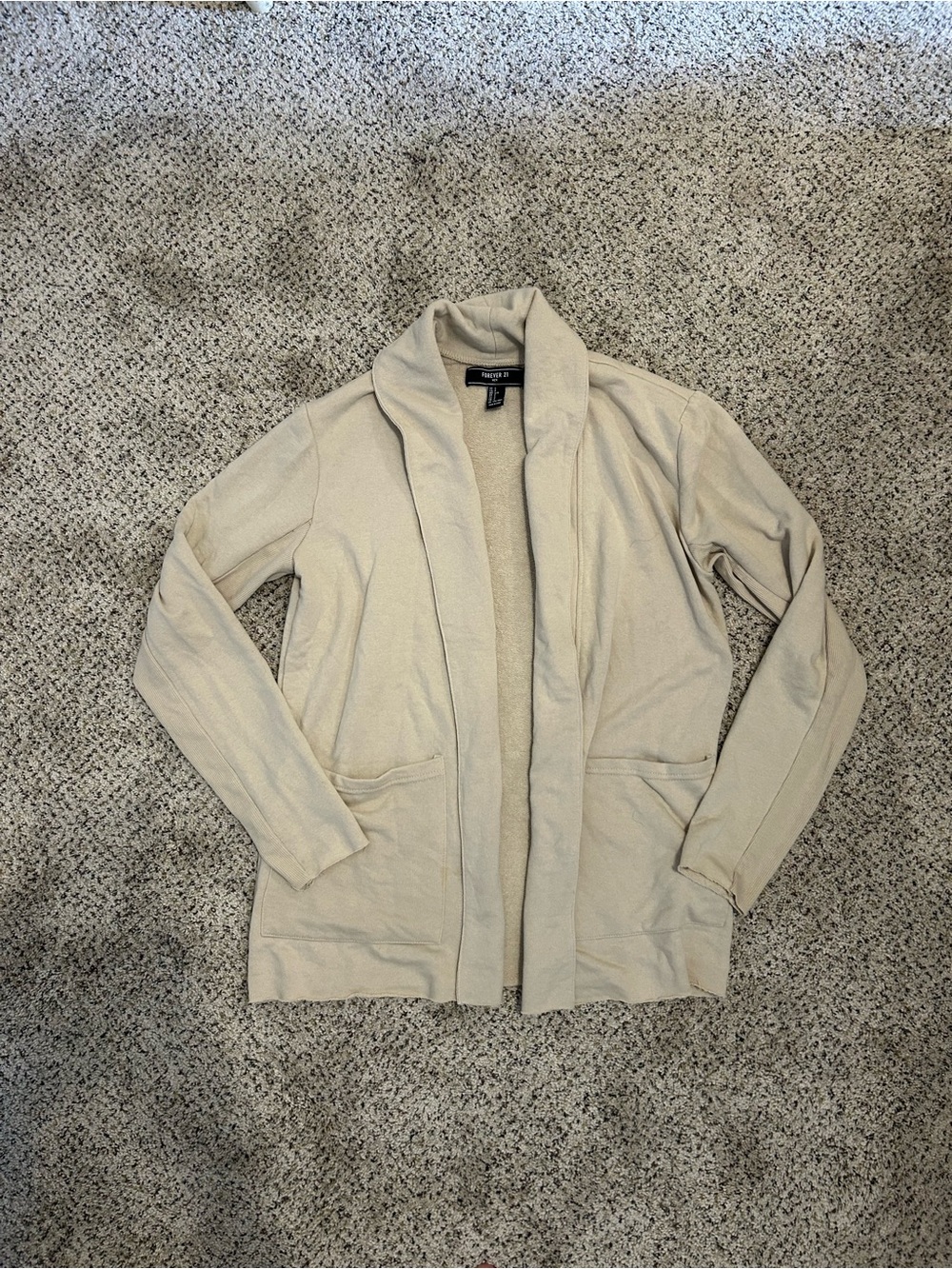 Forever 21 Beige Open-Front Shawl Collar Blazer
